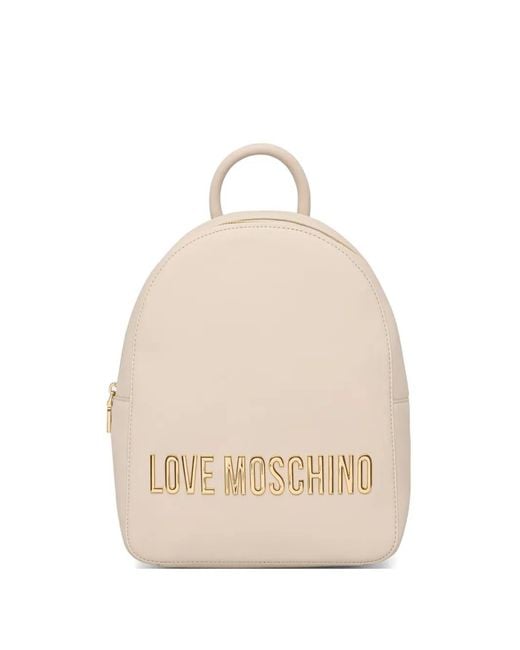 Love Moschino Natural Logo-Plaque Backpack