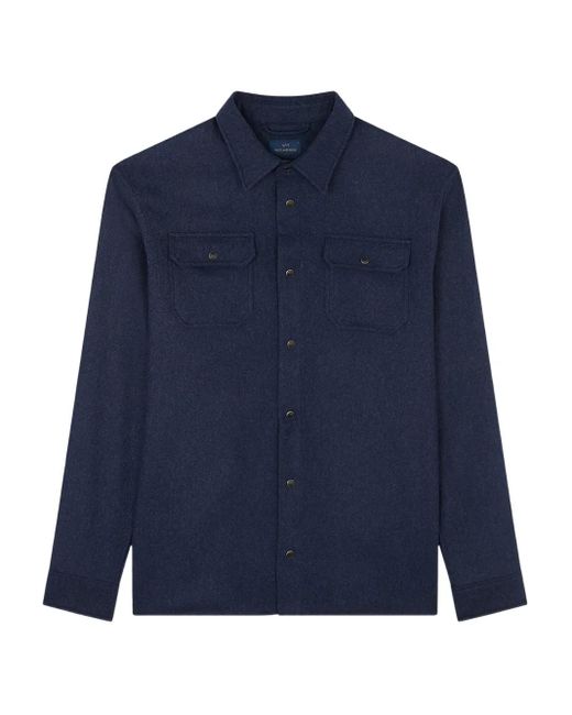 Paul & Shark Blue Wool Blend Flap-Pocket Shirt for men