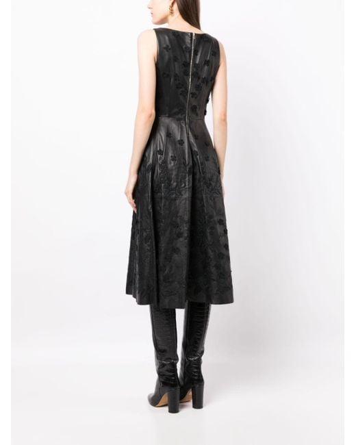 Elie Saab Midi-jurk Met Bloemenpatch in het Black