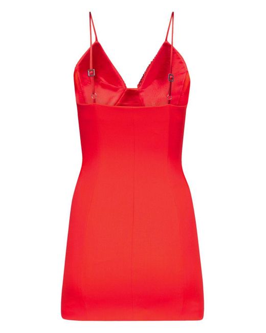 Vestido corto con aplique de cristal Area de color Red