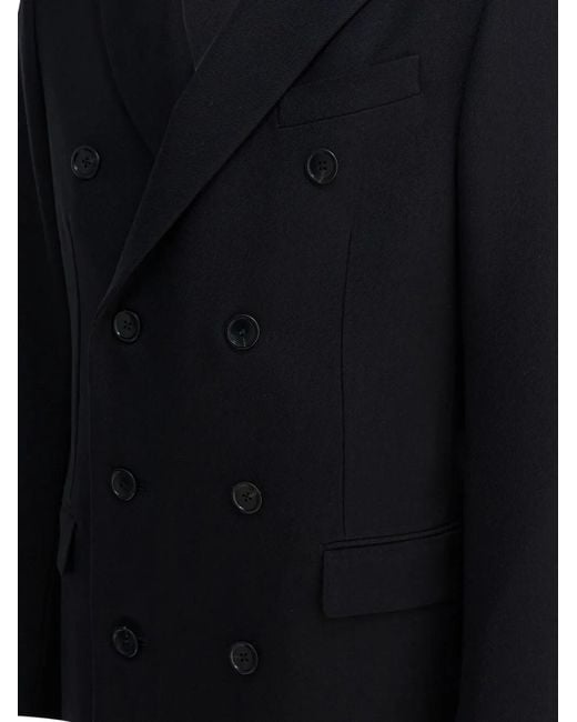 Tom Ford Black Double-Breasted Notched Coat for men