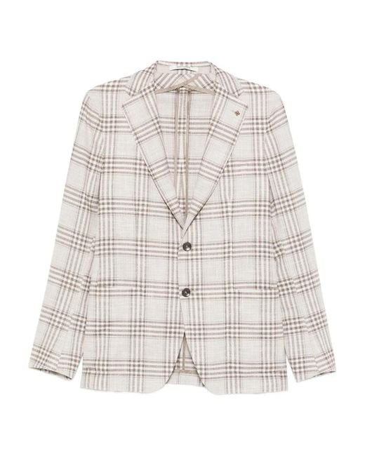 Tagliatore White Checked Single-Breasted Blazer for men