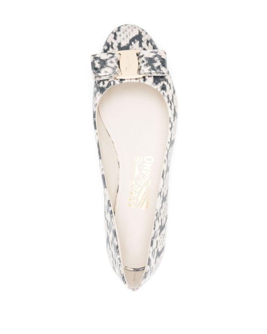 Ferragamo White Vara Bow-detail Ballerina Shoes