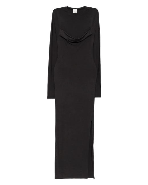 Nanushka Black Cowl-Neck Side-Split Maxi Dress