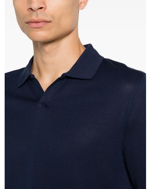 Corneliani Blue Short-Sleeve Polo Shirt for men