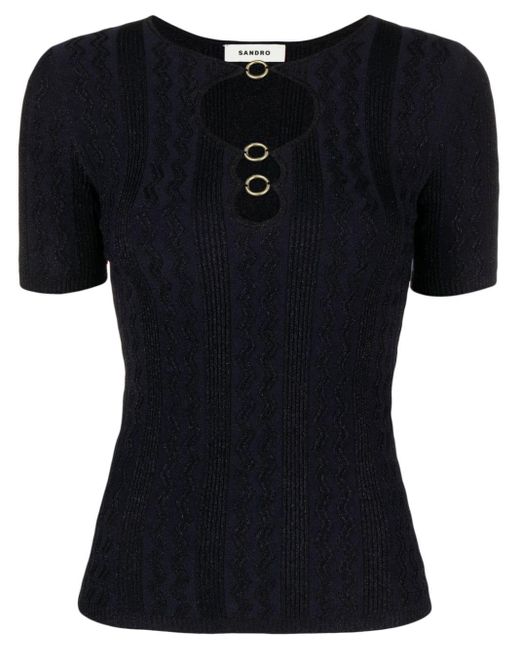 Sandro Black Cut-out Knitted Top