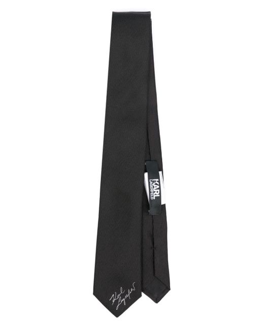 Cravatta con ricamo di Karl Lagerfeld in Black da Uomo