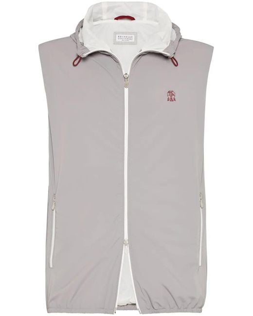 Brunello Cucinelli Gray Nylon Down Vest for men