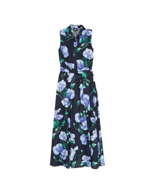 LAVI COUTURE Blue Robe Longue Basilico À Fleurs
