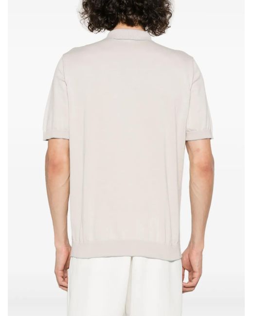 Eleventy White Fine-Ribbed Polo Shirt for men
