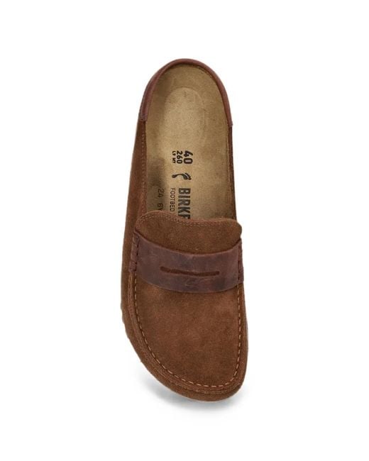 Birkenstock Brown Naples Double-Stitch Slides for men