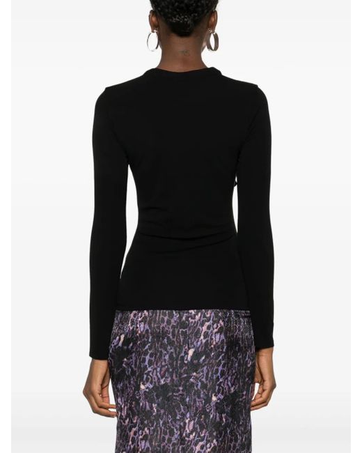 Rabanne Black Button-Embellished Draped Top