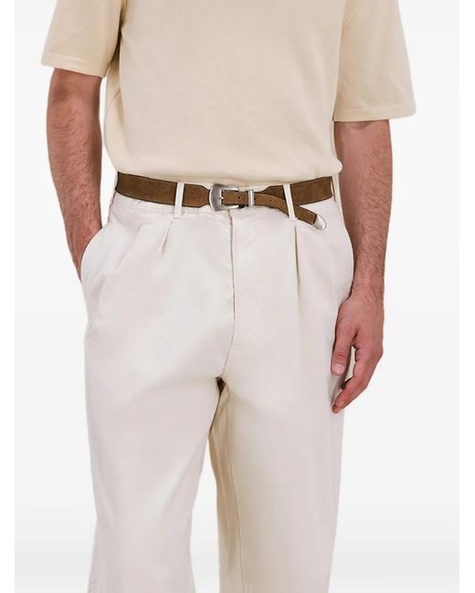 Fortela White Front-Pleated Trousers for men