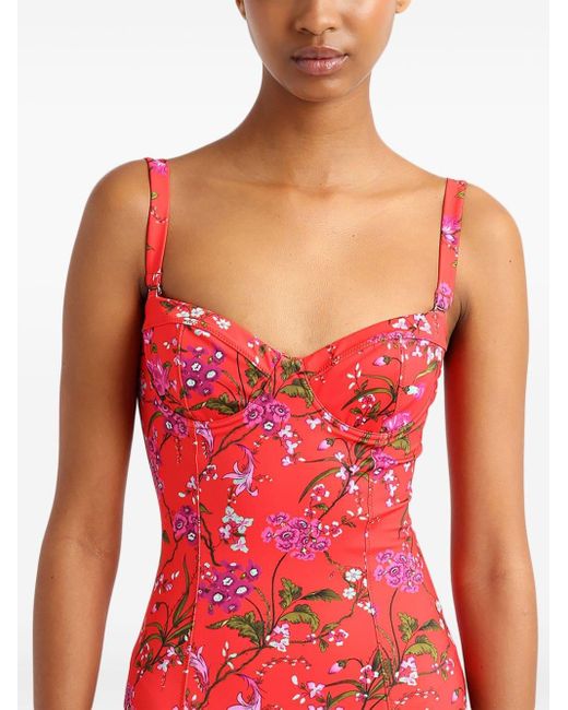 Erdem Red Floral-print Swimsuit