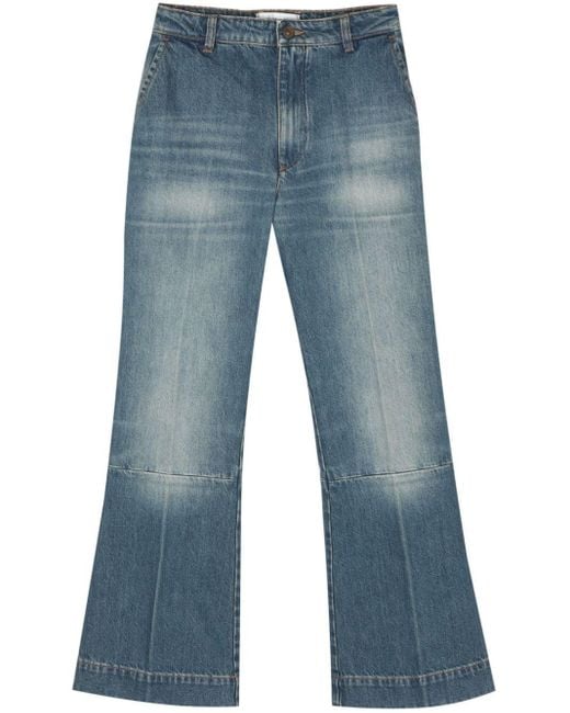 Victoria Beckham Blue Bootcut-Jeans mit Logo-Patch