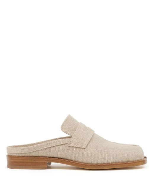 Maison Margiela White Tabi City Loafer Linen Mules