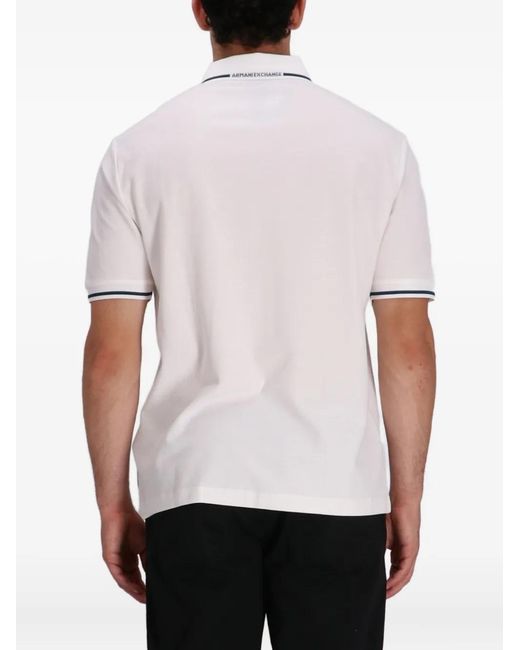 ARMANI EXCHANGE White Cotton Piqué Polo Shirt for men