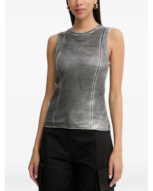 Pinko Blue Acid-Wash Ribbed Top