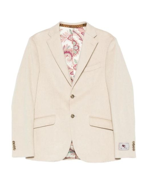 Etro Natural Paisley-Lined Cashmere Jacket for men