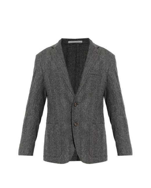 Eleventy Gray Herringbone-Pattern Blazer for men