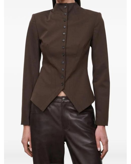 Staud Brown Adrian Button-Up Jacket