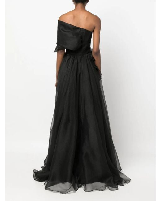Ana Radu Black One-Shoulder Draped Maxi Dress