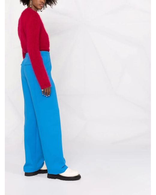 Ferragamo Blue High-waisted Straight-leg Trousers