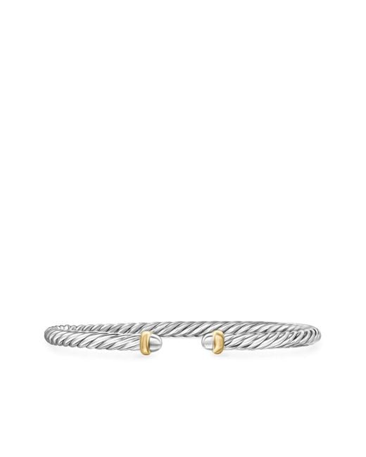 David Yurman White Bracelet Cable Flex En Or 14Ct Et Sterling (4 Mm)