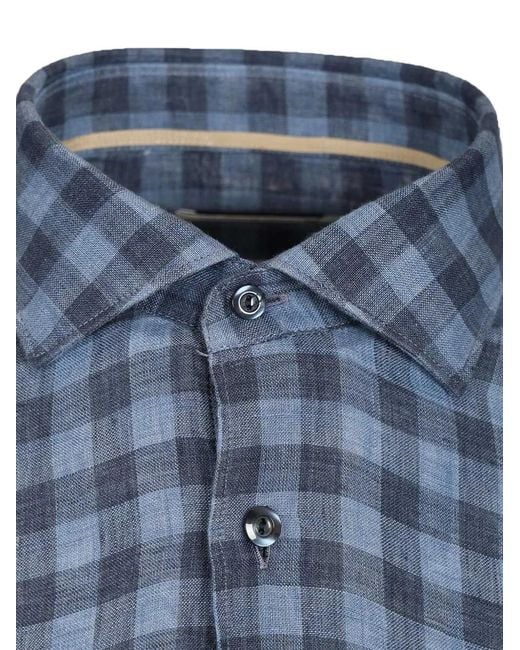 Al Duca D'aosta Blue Gingham-Check Shirt for men