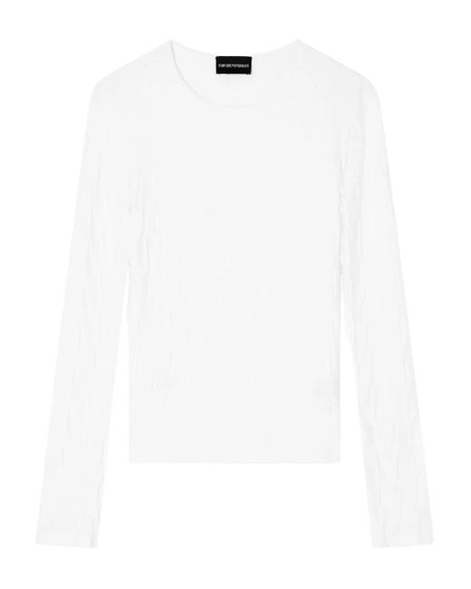 Emporio Armani White Lightweight Crêpe Dress With Crystals