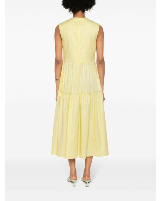 Peserico Yellow Bead-detail Poplin Dress