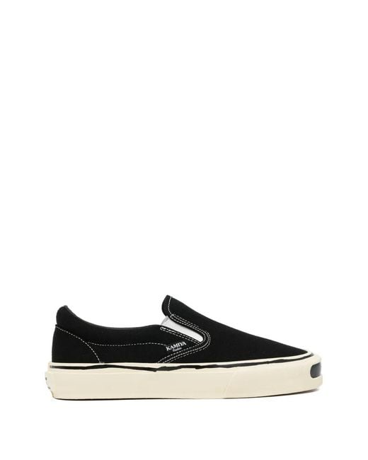 KAMIYA Black Contrast-Trim Slip-On Sneakers for men