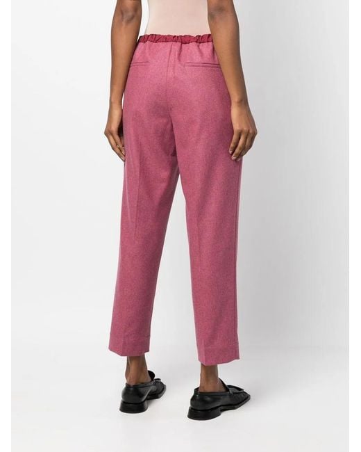 Jil Sander Red Cropped Wool Trousers