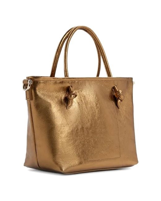 V73 Brown Logo-Patch Tote Bag