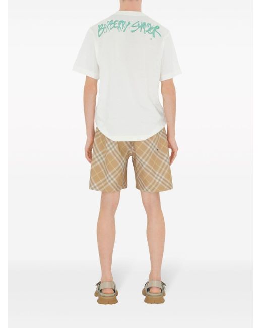 Burberry Natural Cotton Check Shorts for men