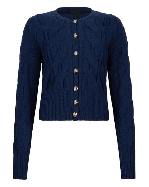 Cardigan A Trecce Con Bottoni di Liu Jo in Blue