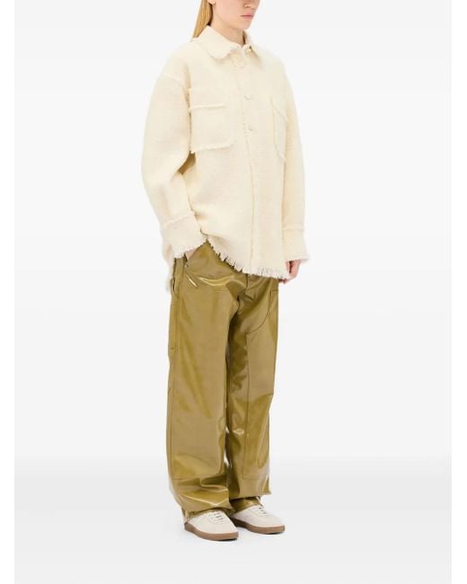 MSGM Natural Frayed-Edge Shirt
