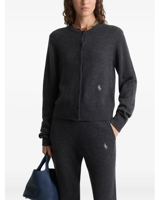 Sporty & Rich Black Button Logo Cardigan