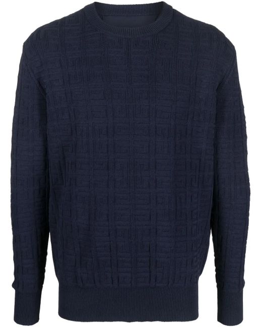 Givenchy Blue 4G Patterned-Knit Jumper for men