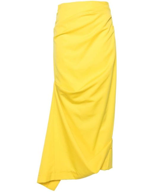 Jupe mi-longue en laine à design asymétrique Christopher John Rogers en coloris Yellow