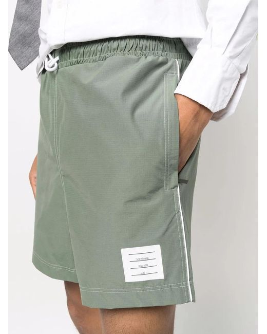 Thom Browne Green Grosgrain-Tab Track Shorts for men