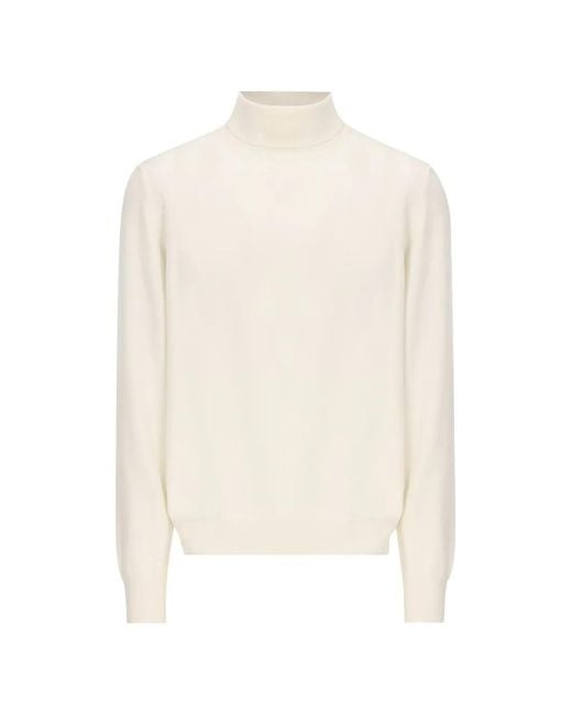 Tagliatore White Roll-Neck Long-Sleeve Sweater for men
