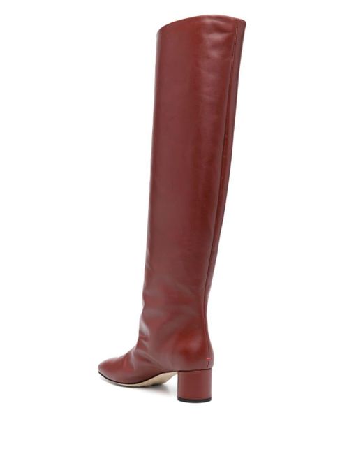 Red Calf Riding Boot Aeyde Knee-Length Calf Leather Slip-On Boots in Red | Lyst
