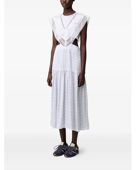 Claudie Pierlot White Satin And Lace Maxi Dress