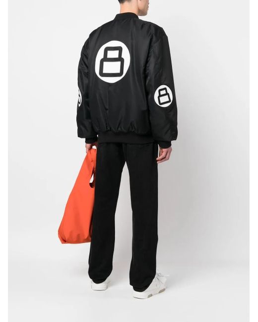 Heron Preston Black Padlock-patch Bomber Jacket for men