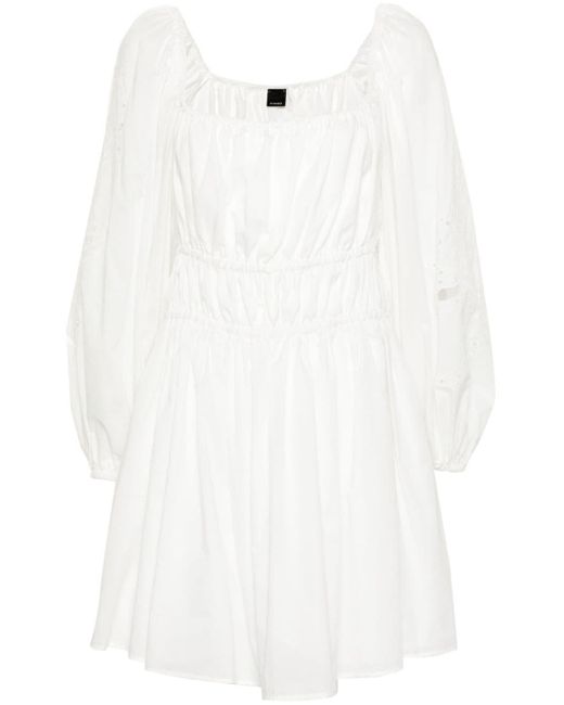 Vestido corto con bordado inglés Pinko de color White