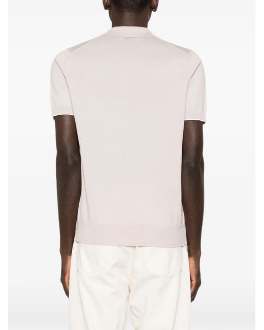 Brunello Cucinelli White Shirt Collar Polo for men