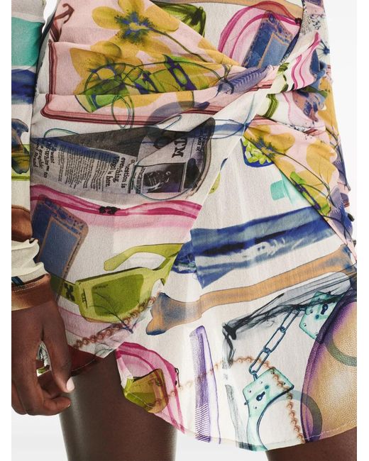 Off-White c/o Virgil Abloh White X-Ray-Print Twist-Detail Minidress