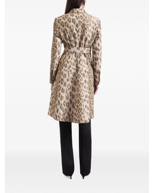 Nina Ricci White Leopard-Print Double-Breasted Coat