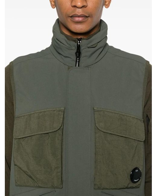 C P Company Green Gd Shell Lens-Detailed Vest for men